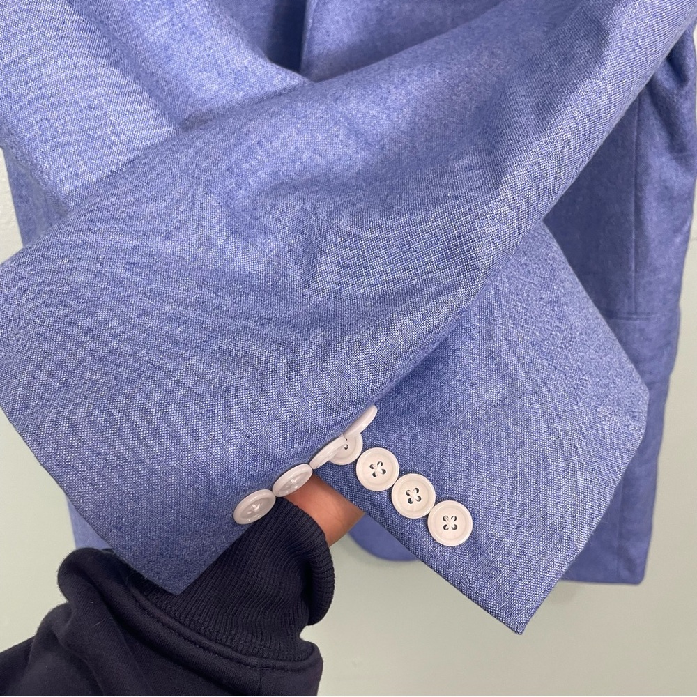 Hickey Freeman Silk‎ Cashmere Blend Blazer Sports Jacket Men 44 Long Light Blue - Picture 3 of 11